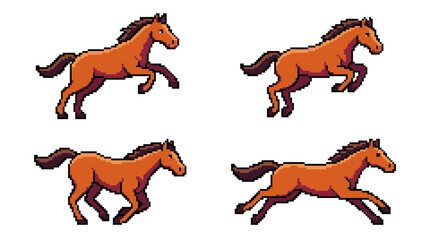 Obraz premium Pixel Art Horse Animation Frames: Gallop, Jog, Trot, Canter