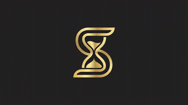 Gold luxury hourglass letter S logo on dark background.
