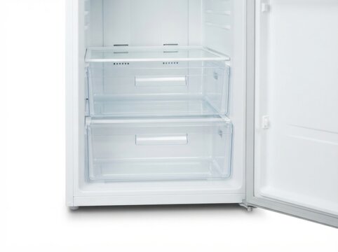 Empty Refrigerator Interior with Crisper Drawers