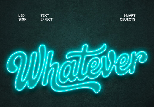 Led Sign Text Effect For Poster And Branding Design
