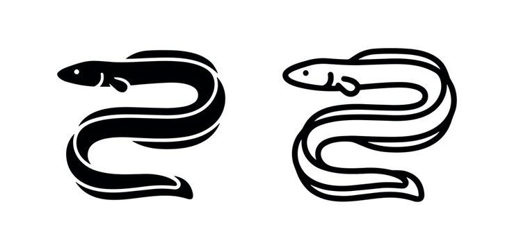 Moray eel icons showing long body