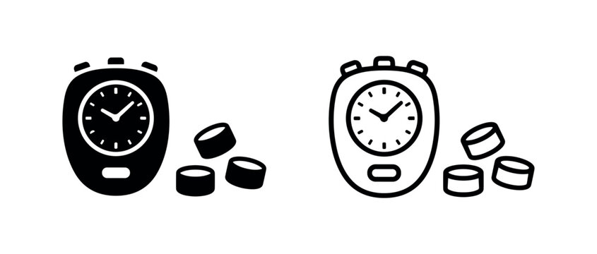 Stopwatch and training pucks icons