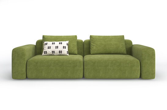 Green armchair isolated on white background