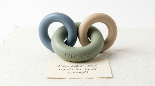 Interlocking rings forming habit loop connection concept