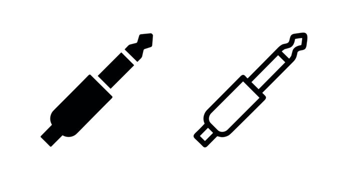 Audio jack icon. 3.5mm plug or headphone connector symbol in glyph and outline style.