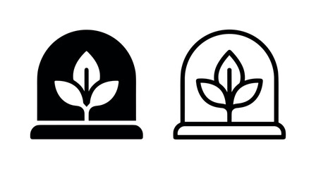 Greenhouse glass dome plant research icons. © liubomir118809