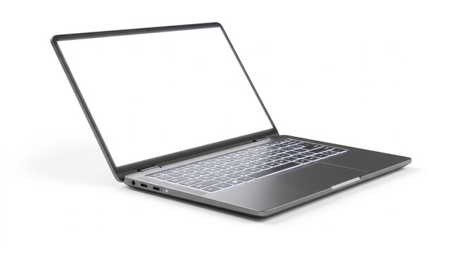 Ultrabook on white background. Sleek portable laptop for work and study.