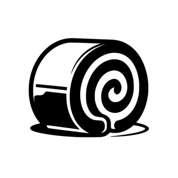 Black and white film camera icon with spiral shutter design. Vintage photography equipment vector illustration for creative projects.