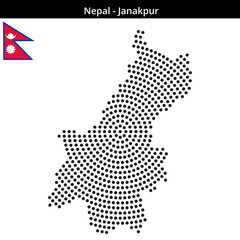 Obraz premium Map of Nepal region Janakpur in concentric medium dots