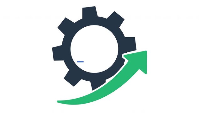 Gear with Green Arrow Check Flat Animation Icon - Process Efficiency, Improvement, and Success Motion Graphic
