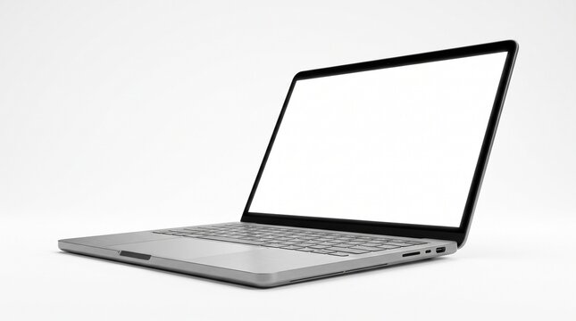 Open white ultrabook laptop with blank screen for business use. Modern portable computer for work and technology projects.