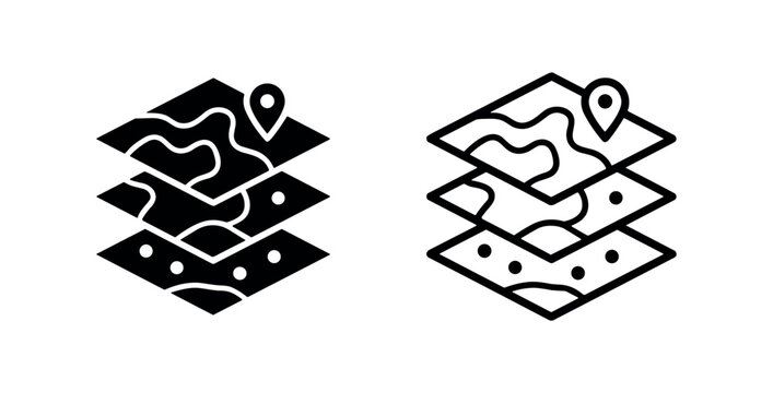 Layered Maps and GIS Location Pin Icon