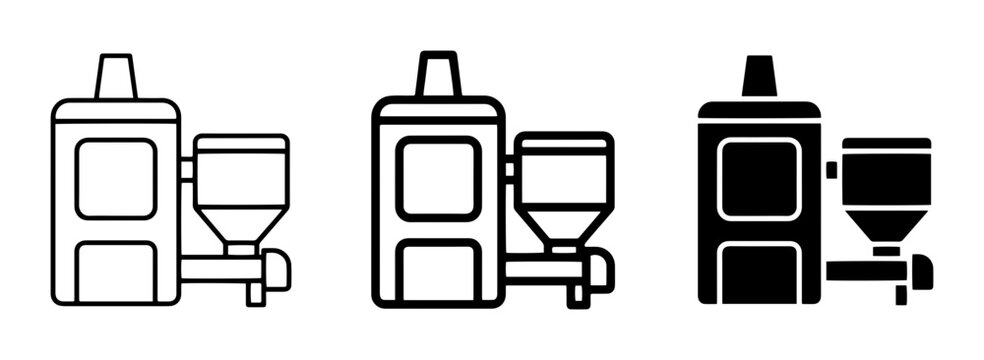 Industrial Machine Icon Set, Manufacturing Equipment, Factory Machinery, Production Line Elements