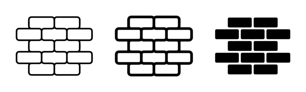 Brick Wall Icons, Building Material Graphics, Construction Elements, Architectural Design