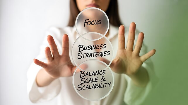 Business strategy planning focus balance scale and scalability concept