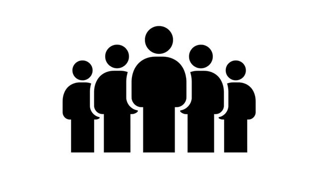 Group of people icons animation appearing on screen white background motion.