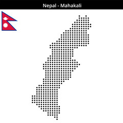 Obraz premium Map of Nepal region Mahakali in medium size dots