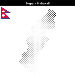 Obraz premium Map of Nepal region Mahakali in small cross shaped dots