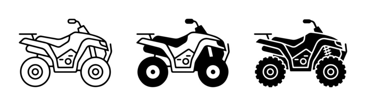 Quad Bike Icons, ATV Vector Graphics, All-Terrain Vehicle Set