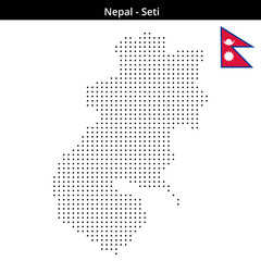 Obraz premium Map of Nepal region Seti in small size dots