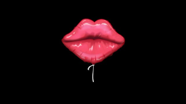 Red lips 3d icon animation. Makeup lipstick beauty for woman 