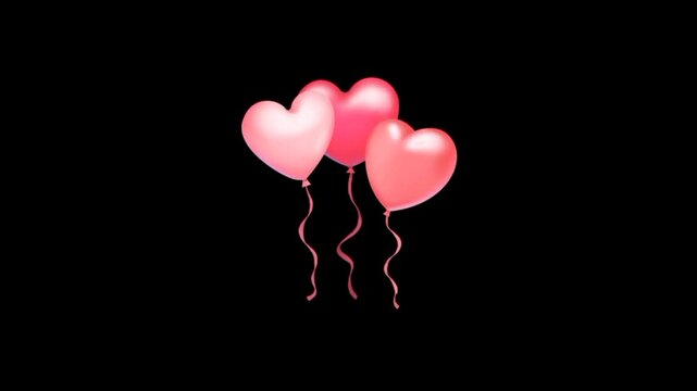 Pink heart balloon for celebration isolated on black background