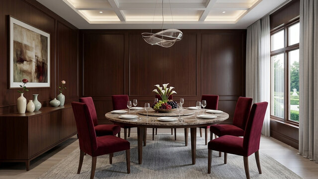 modern dining room with dining table