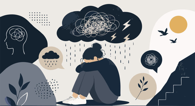 Banner on the topic of anxiety, depression, and mental health
