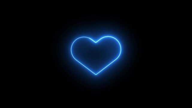 Glowing Blue Neon Heart Icon on Black Background Love Symbol Romantic Valentine Sign Light Effect Vector Illustration