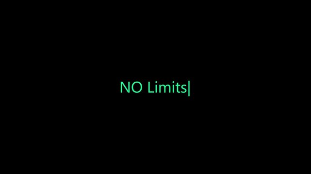 No Limits Text Typing Animation on Black Background Motivational Quote Minimal Typography Cursor Effect Motion Graphic