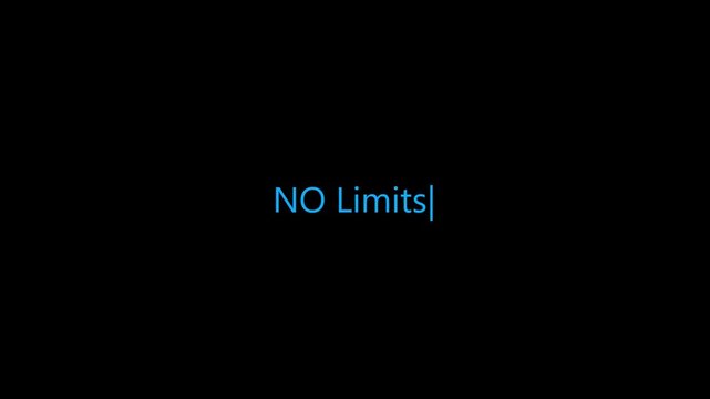 No Limits Text Typing Animation on Black Background Motivational Quote Minimal Typography Cursor Effect Motion Graphic