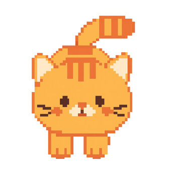Pixel art of a orange cat
