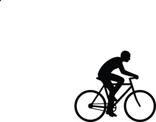 Fototapeta premium Black silhouette of a person riding a bicycle for health and fitness web design