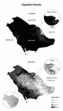 Saudi Arabia Population Density Map Vector