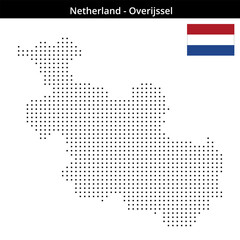 Obraz premium Map of Netherland region Overijssel in small size square dots