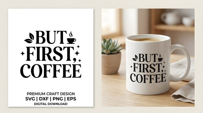 But first coffee mug design svg dxf png eps digital download