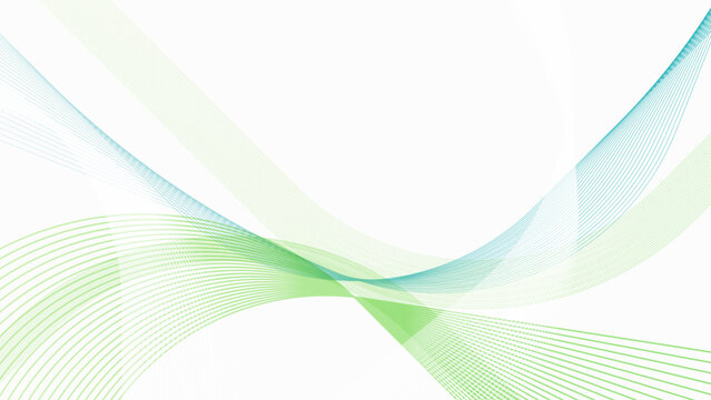 White abstract background with Green and blue modern wavy lines pattern. Technology and futuristic concept