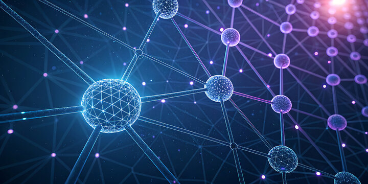 Digital neural network link concept background with connection
