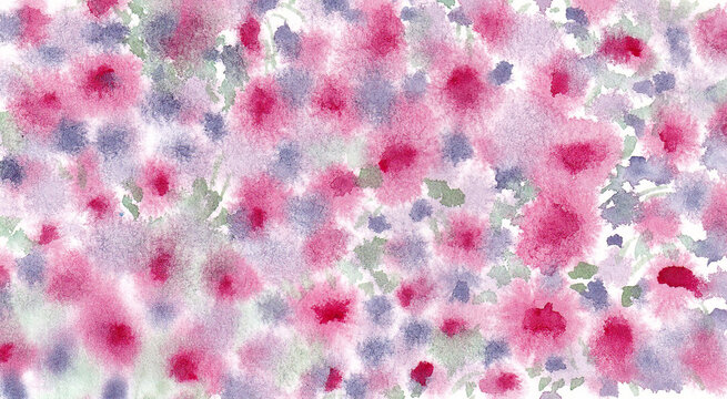 Sfondo con pattern floreale astratto ad acquerello rosa e viola
