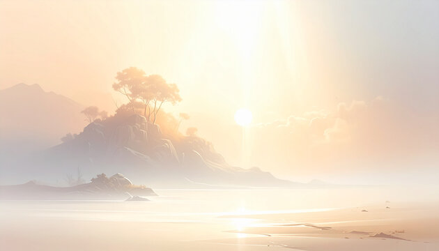 Misty Sunlit Landscape