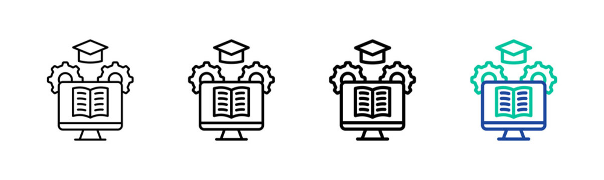 Learning Management System Icon Collection Different Style Outline