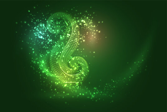 Abstract 3D vector mesh object on a green background