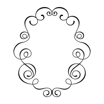 Vector Vintage ornamental border with elegant hand drawn flourishes and decorative curls. Square outline frame in classic luxury style