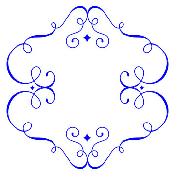 Elegant ornamental flourish frame with decorative swirls and curly line art. Vintage square border in golden outline style, perfect for wedding invitations, certificates, branding, cards, stationery