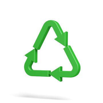 Green recycling symbol. 3d illustration.