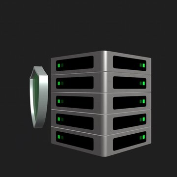 Seamless Loop 3D Secure Server Rack with Shield on Alpha Channel