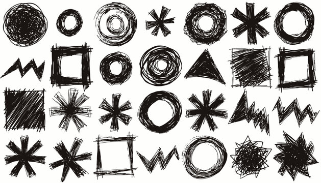 Abstract Hand-Drawn Geometric Shapes Collection