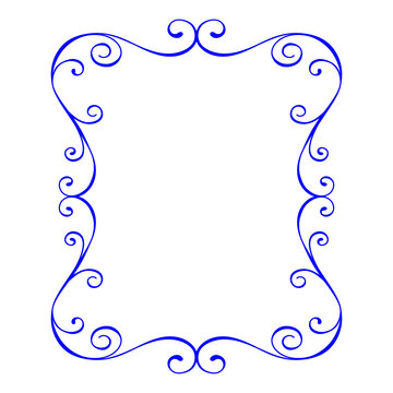 Elegant ornamental flourish frame with decorative swirls and curly line art. Vintage square border in golden outline style, perfect for wedding invitations, certificates, branding