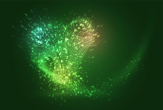 Abstract 3D vector mesh object on a green background