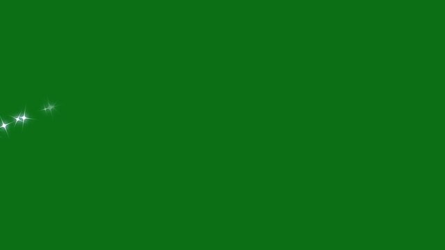 Luxury White Glowing Fairy Dust Glitter Trail with Twinkling Sparkling Stars, Magic Shimmer Particle Line, Elegant Star Burst Transition, Glitter Overlay Animation on Green Screen Background 4K